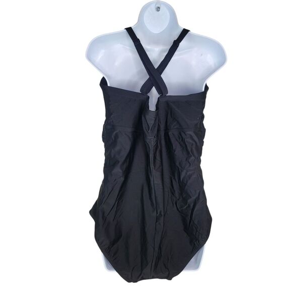 Torrid Slim Fix Wireless Lattice Front One Piece Swimsuit Black 3 3x - Picture 4 of 10